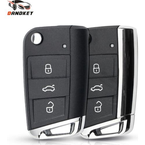 Dandkey 3 Button Flip Folding Replacement Metal Side Cover Case Fob Modified Auto Car Key Shell for VW Golf 7 MK7 Skoda Seat