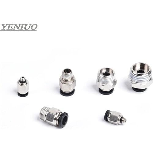 Black 6-16mm OD Hose Tube M5 1/4" 1/8" 3/8" 1/2" Male Thread Push In Joint Air Gas Connector Quick Pneumatic Fittings