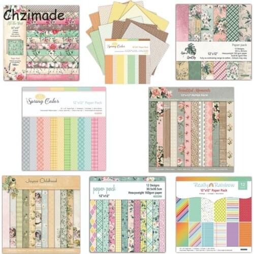 Chzimade 12Sheets Floral Scrapbooking Paper Packs Art Background Paper For Card Making Diy Scrapbook Decorative Paper Crafts