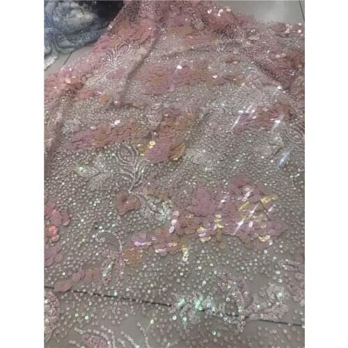 Hot Sale french lace with sequins 5yards/lot african feather lace fabric J-91689 high quality african tulle lace