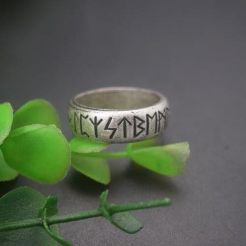 Retro Words Viking Rune Ring Odin Norse Amulet Unisex Jewelry Gift