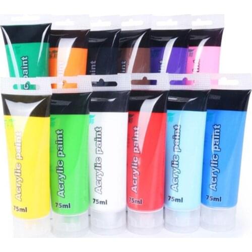 75 Ml Acrylic Paint Set Colors Fabric Paint For Clothing Textile Nail Fiber Pigment Acrylic Paints For Painting Big Art Supplies