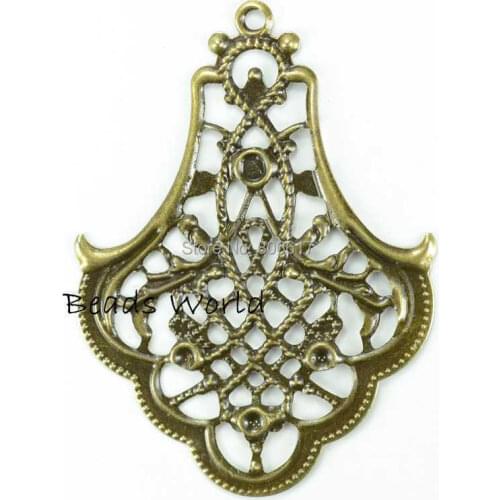 Best Quality 30 Pcs Bronze Tone Filigree Flower Wraps Connector Embellishments Jewelry Findings 52mm(W03468 )