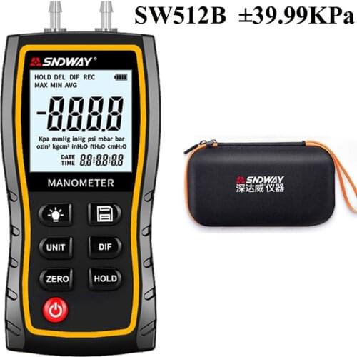 SW512 SNDWAY Digital Manometer Air Pressure Gauge Handheld Digital Differential Natural Gas Pressure Meter Measurement Dropship