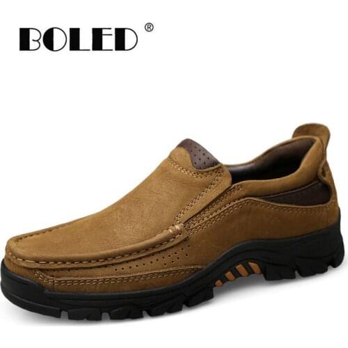 Plus Size Men Boots Vintage Full Genuine Leather Autumn Ankle Boots Best Quality Wear-Resisting Rubber Shoes Men