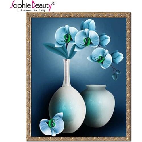 Sophie Beauty Handmade Embroidery Kits Cross Stitch Full Square Drill Needlework Dmc Diamond Painting Craft Mosaic Green Flower