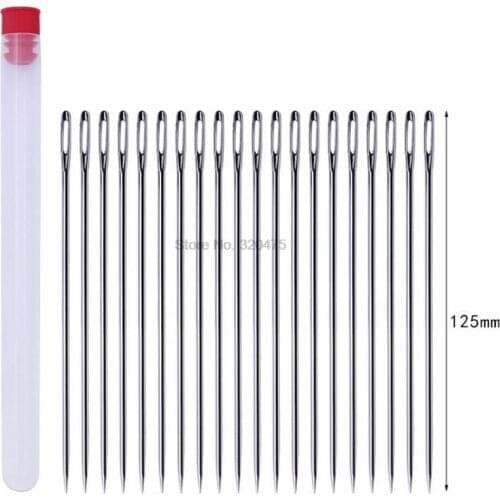 200set 20/100pcs Leather Crafts Sewing Needle Pointed Prism Tool Embroidery Stitching Gold Tail Big Eye Needles Clear Bottle