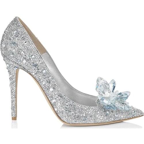 New Pointed Rhinestone High Heels Crystal Shoes Stiletto Sexy Single Shoes Bridesmaid Wedding Shoes Women