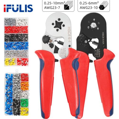 HSC8 Terminal Crimping Pliers Crimping Tool Crimper Ferrule Crimping Hand Tool Pliers+ 1200 Terminals Kit 6-4 6-6
