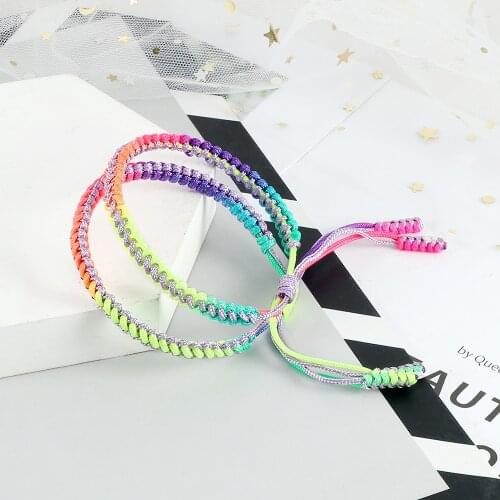 Original Handmade Braided Knots Rope Bracelet For Women Men Lucky Charm Gradient Color Bracelets＆Bangles Unisex Woven Jewelry
