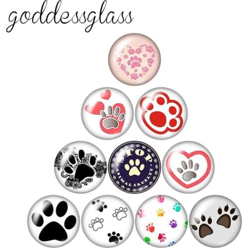 Lovely footprint 10pcs mixed 12mm/18mm/20mm/25mm Round photo glass cabochon demo flat back Making findings