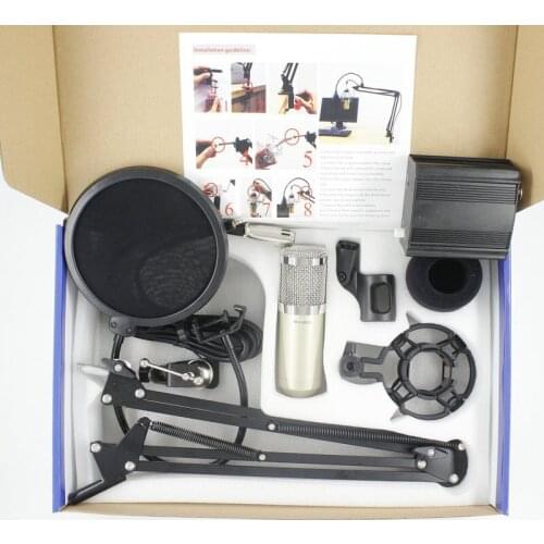 Professional BM800 Condenser Sound Microphone For Recording Kit KTV Karaoke+ Pop Filter +NB35 stand + 48V Phantom Power Supply