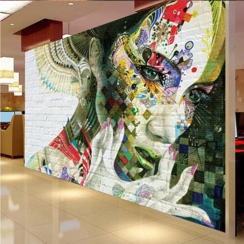 Drop Shipping Custom 3D Photo Wallpaper Brick Wall Colorful Sexy Beauty Background Mural Restaurant Gallery Corridor Wallpaper