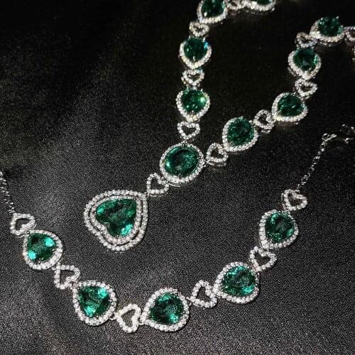 QTT Brilliant 2021 Trend Jewelry Sets Bracelets On Hand Pendant Necklace Set Love Heart High Quality Zircon Stone Set For Women