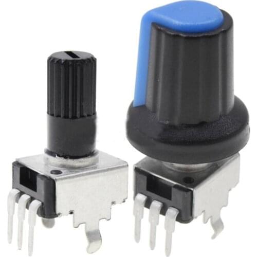 5Set=10PCS RV09 Vertical 1K ~ 500K Ohm Adjustable Resistor 3pin Seal Potentiometer for Arduino with knob White cap (5PCS+5PCS)