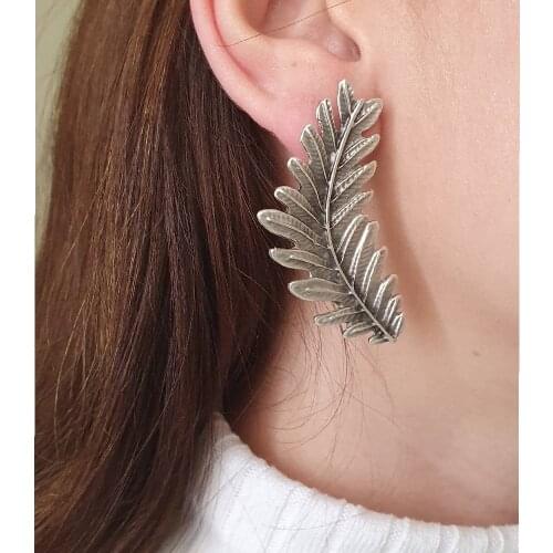 Antique silver Plated Leaf Earrings