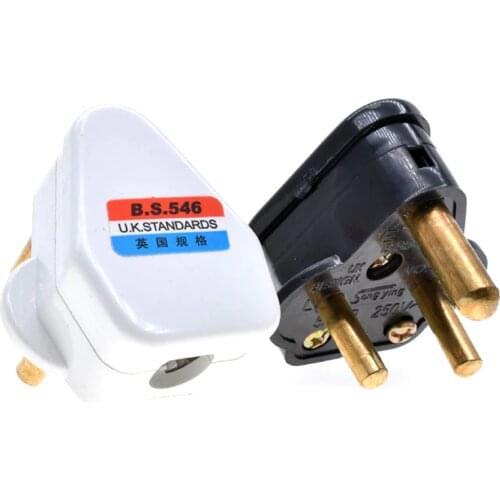 New 5A 15A India South africa Wiring power cord plug BS546 removable cable Connector Detachable power plug Type M/D White Black