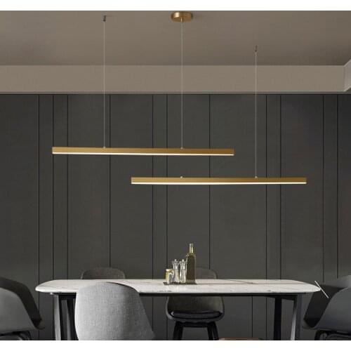 Modern strip copper led pendant light lamp kitchen dinning room Chandelier lighting fixtures island decor living room hanglamp