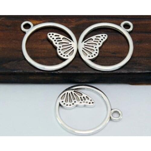 20pcs/lot Tibetan Silver Butterfly wings bracelet Pendants Handmade Decorative Metal DIY Jewelry For Men Alloy accessories