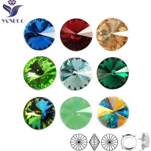 YANRUO 1122 Rivoli Sew On Round No Claws Diamond Shoes Pointback DIY Rhinestones Fancy Stones For Sewing Crystals Wedding Dress