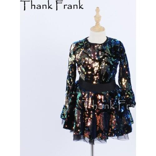 Symphony Sequin Ballet Costume Girls Long Sleeve Ballerina Tutu Dresses Child Modern Dance Costumes Women Dress For Dancing C620