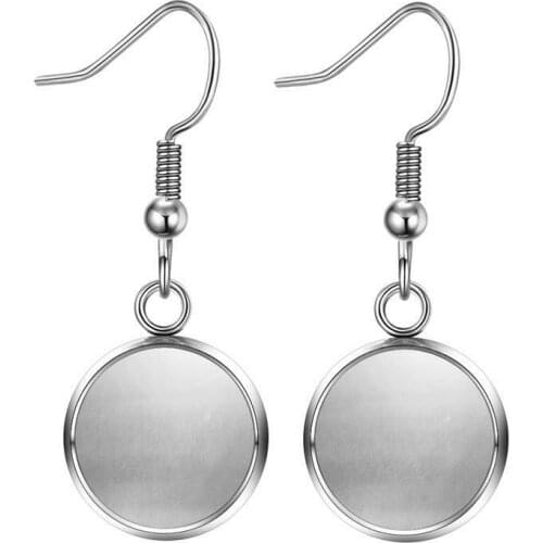 20pcs Stainless Steel Cabochon Hook Stud Earrings Settings Blank Base Earring Jewelry Findings