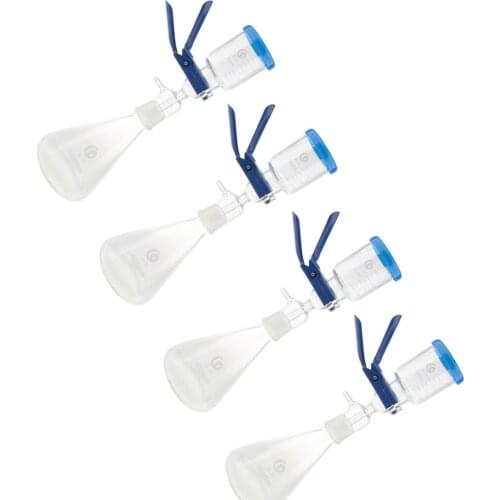 4Sets Of 1000ml Filtration Apparatus Vacuum Lab Filter Unit W/ Funnel Clamp, Made of High-quality Borosilicate Glass