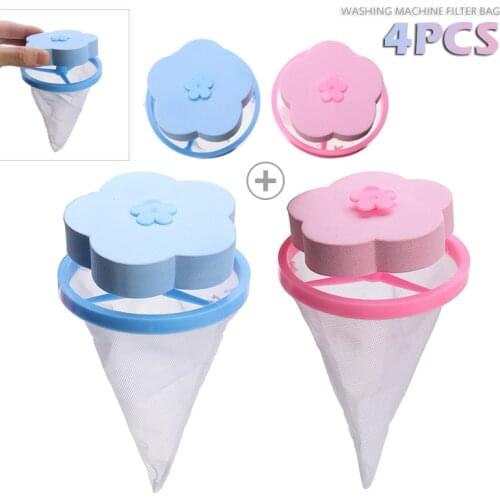 4PCS Laundry Filter Bag Floating Lint Hair Catcher Washing Machine Mesh Pouch Reusable Household Tools