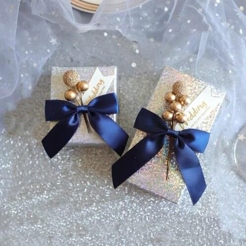 50pcs Wedding bridal shower event birthday party bridesmaid gifts boxes custom gold paper candy chocolate personalized favor box