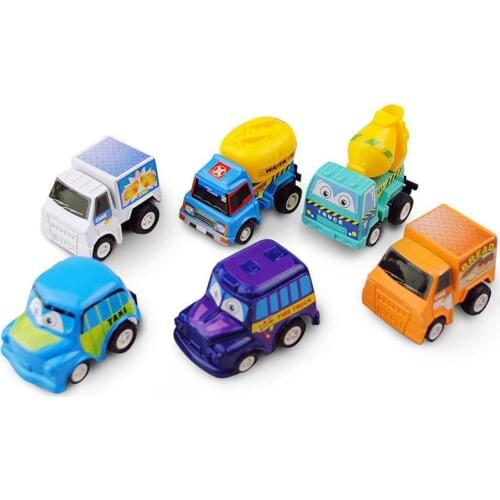 6Pcs Cartoon Pull Back Diecast Car Truck Model Kids Toddlers Toy Party Favors