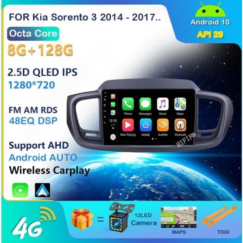 For Kia Sorento 3 2014 - 2017 Car Radio Multimedia Video Player Navigation stereo GPS Android 10 No 2din 2 din dvd