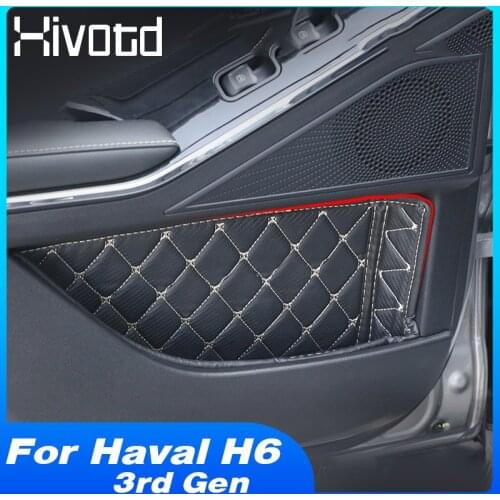 Car Storage Bag Inner Door Storage Box Container Front Rear Doors Organizer PU Tray Interior Parts For Haval H6 2021 Accessories
