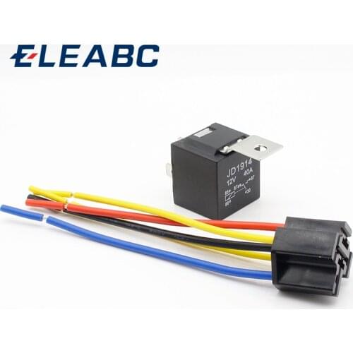 1 piece Waterproof Automotive Relay 12v 5pin 40a Car Relay 12v With Black Red Copper Terminal Auto Relay With Relay Socket