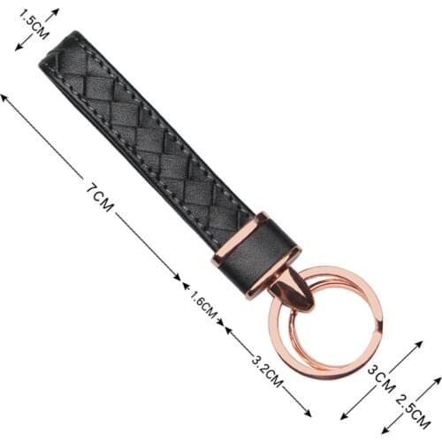 Car Keychain Keyrings For Cadillac CTS Escalade ATS STS XTS Metal Double Rings Gentleman Business Hand Woven Leather Key Chain
