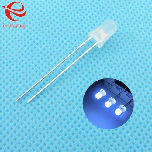 3mm White LED Round Light Emitting Diode Diffused Foggy Lamp Bead Plug-in DIY Kit Practice Wide Angle DIP 50 pcs /lot