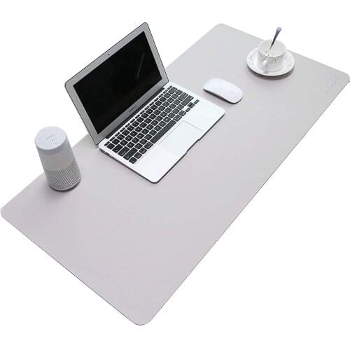 BUBM PU Leather Mouse Pad Mat Waterproof, Perfect Desk Writing Mat for Office and Home,Ultra Thin 2mm - 31.5"x15.8" (Gray)