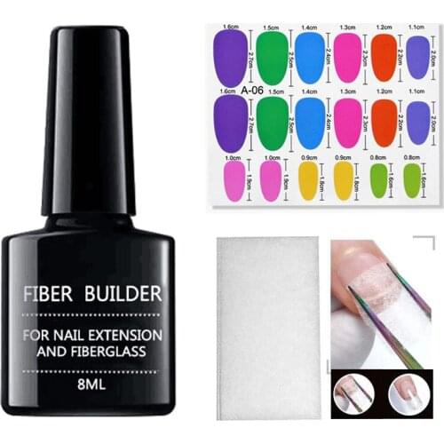 Quick Fiberglass Nail Extension Gel Set With Colorful Mixed Size Nail Form Non-woven Nail Silk Wraps For Repair Nails Tools Kits