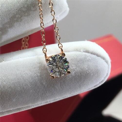 Geoki Rose Gold Moissanite Cow Head Pendant Necklace 925 Sterling Silver Passed Diamond Test 1 Ct D Color VVS1 Moissanite Chain
