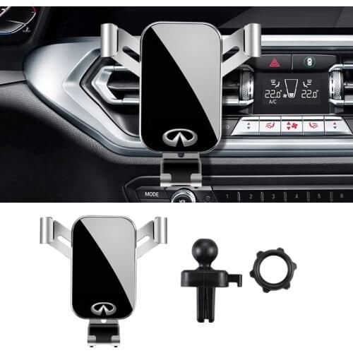 1Pcs For Infiniti Q50 Q50L Q60 Q70L QX80 ESQ FX35 JX35 G35 G37 ABS Car Mobile Phone Holder Gravity Car Mount Air Vent Clip Stand