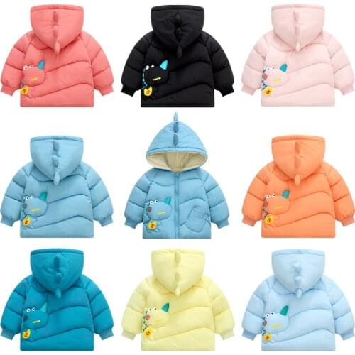 Cartoon Little Dinosaur Print Childrens Cotton Clothing 2021 New Boys' and Girls' Cotton-Padded Coats 8 Colors