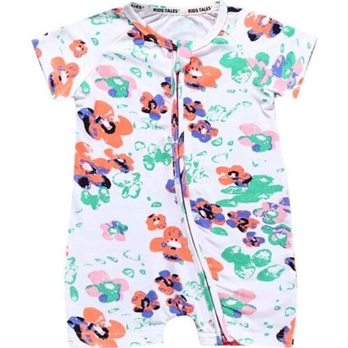 2020 Kids Tales Brand Newborn Infant Baby Girl Short-sleeve Jumpsuit Double Zipper Bodysuit Baby Cotton