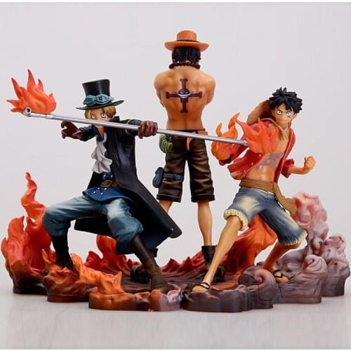 One Piece Ace Sabo Luffy PVC Action Figures Toy 150mm One Piece Anime Three Brothers Figurine Toys