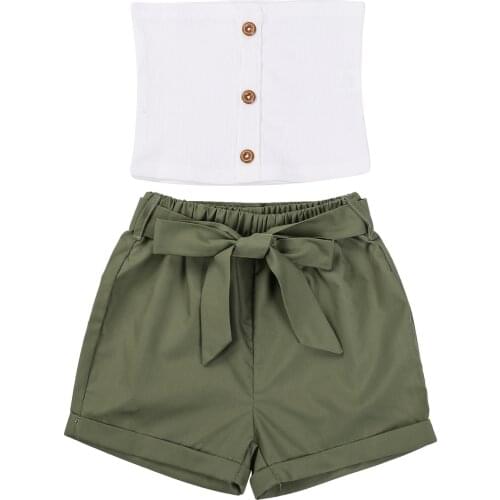 FOCUSNORM 0-4Y Summer Girls Baby Clothes Sets Sleeveless Vest Striped Tops Bow Shorts 2pcs