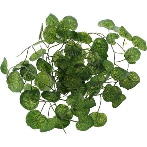 Artificial Vine Reptile Terrarium Box Habitat Decoration Lizard Green Fake Plants Leaves Landscaping Green