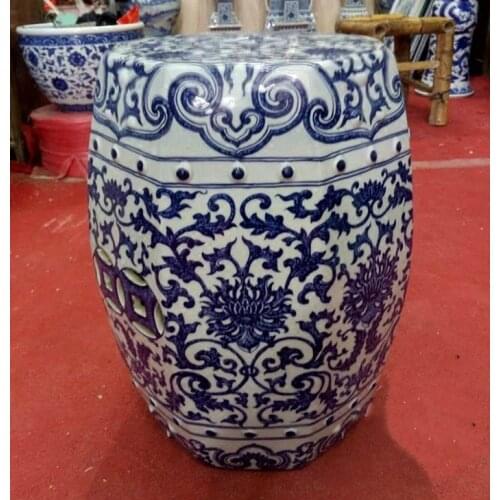 Jingdezhen Ceramic Stool Ceramic Table Chair Set Hand Painted Antique Blue And White Octagonal Stool Display