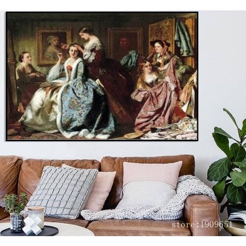 No frame classical court figures dame noble party canvas printings oil painting printed on cotton wall art decoration pictures
