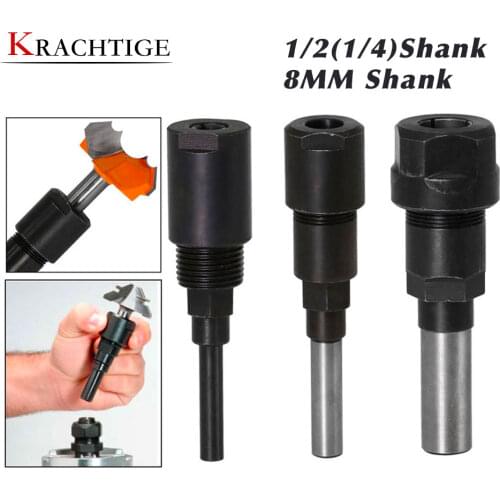 Krachtige Router Bit Extension Rod Collet Engraving Machine Extension Milling Cutter for Wood 1/4" 8mm 12mm 1/2" Shank
