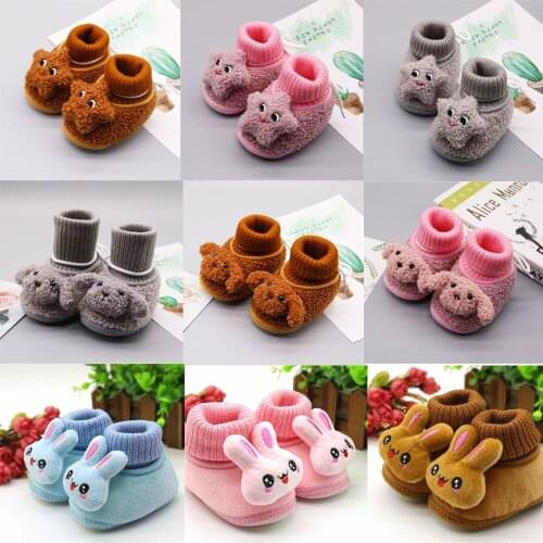 Rabbit Dog Cat Design Toddler Newborn Baby Crawling Shoes Boy Girl Lamb Slippers Prewalker Trainers Winter First Walker Shoes