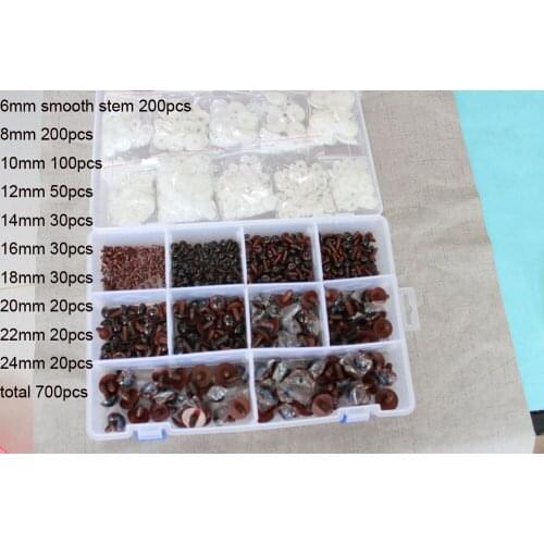 1box/lot --700pcs/box 6--24mm brown round toy eyes safety doll findings+hard washer + free hit tool