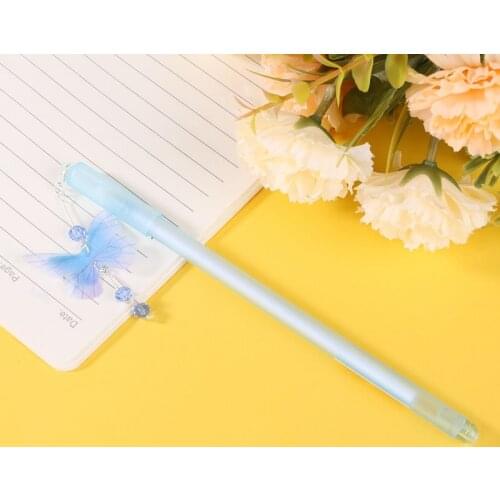 Cute Butterfly Pendant Neutral Pens Kawaii Crystal Gel Pen for Kids Gift School Office Supplies Stationery